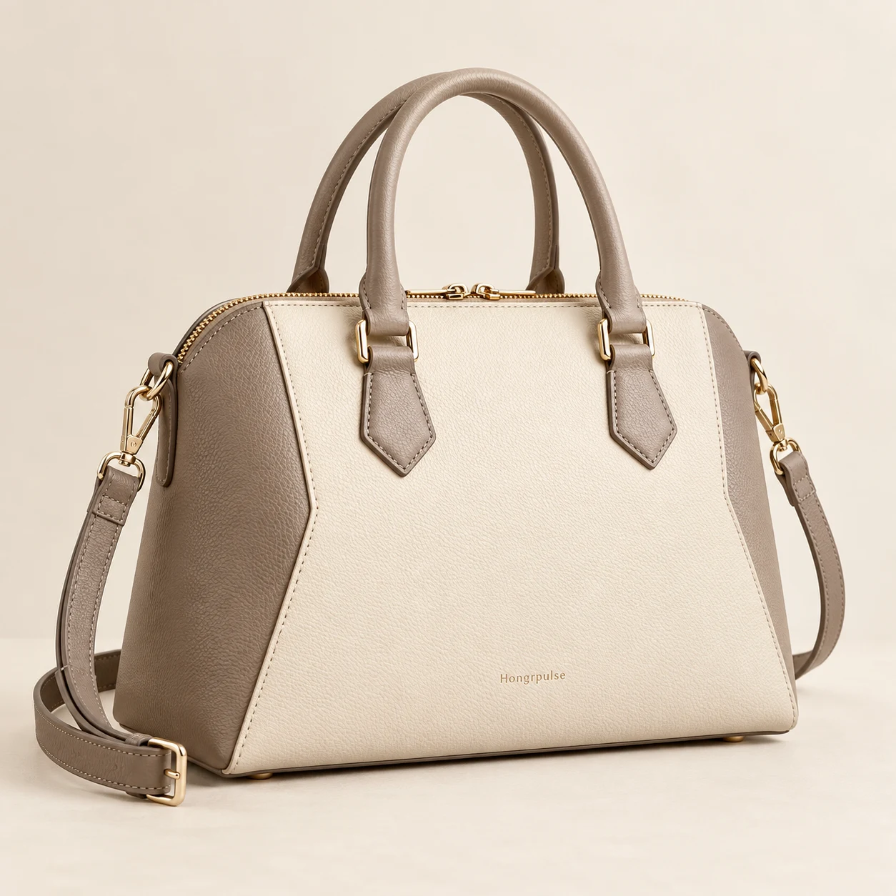 Lucent Panel Satchel in Cream + Taupe