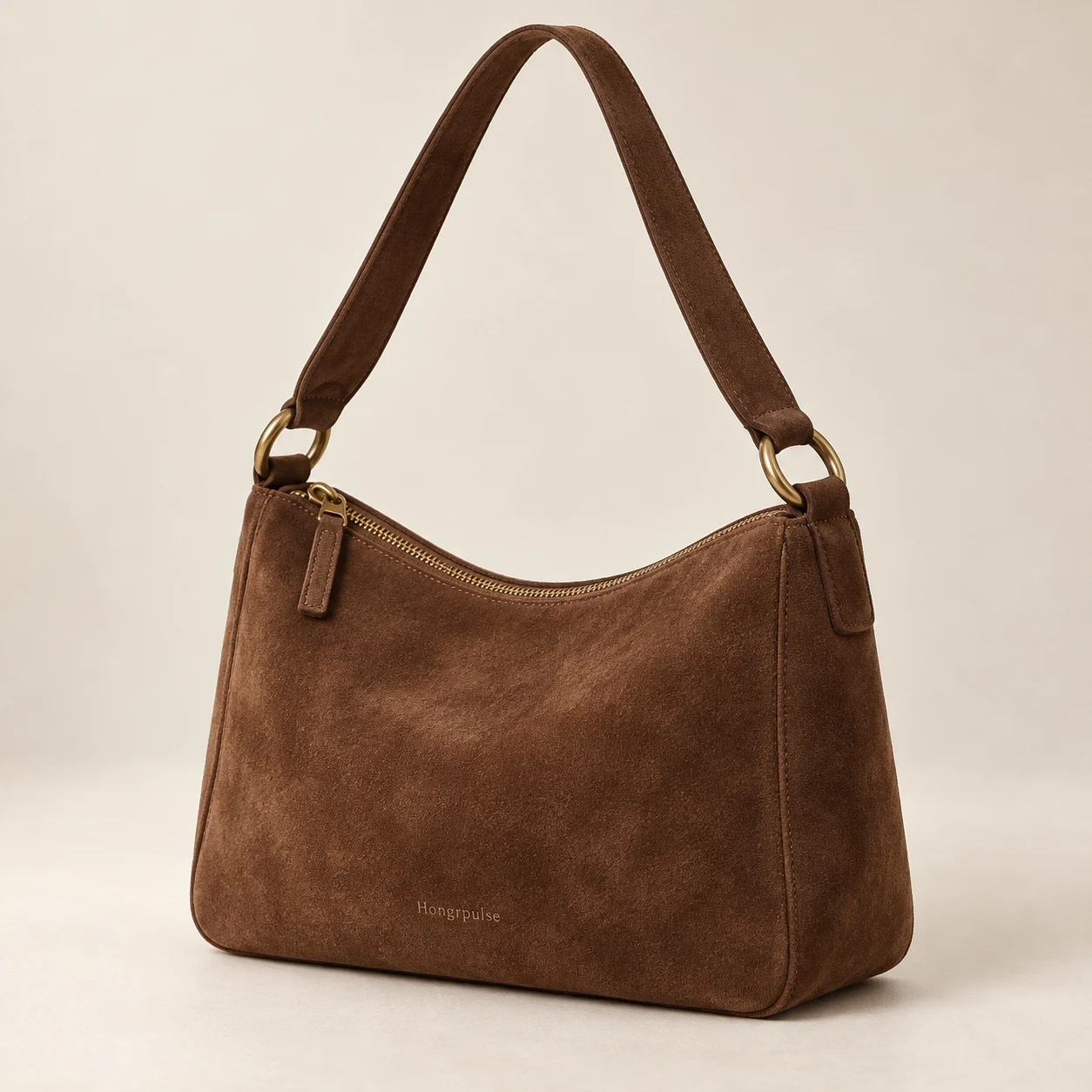 Poem Suede Shoulder Bag in Cocoa
