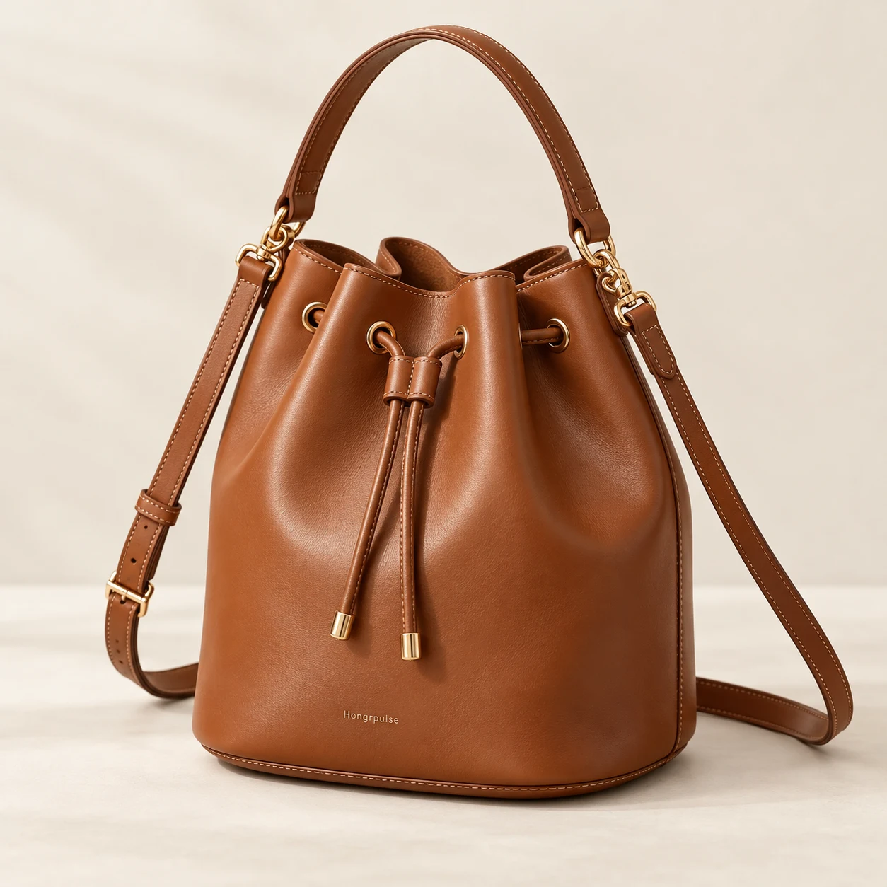 Solenne Bucket Bag in Cognac